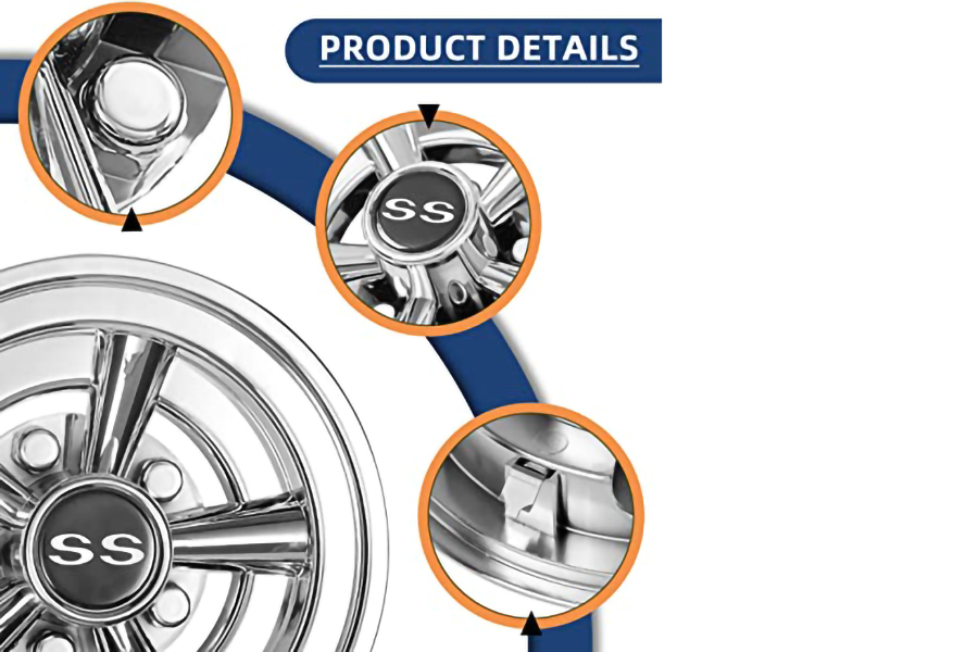 골프 카트 휠 커버 실버 색상
